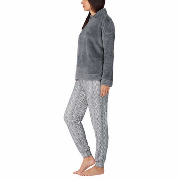 Ladies Cozy Fleece Gray Lounge Pajama Set Small - Picture 3 of 16